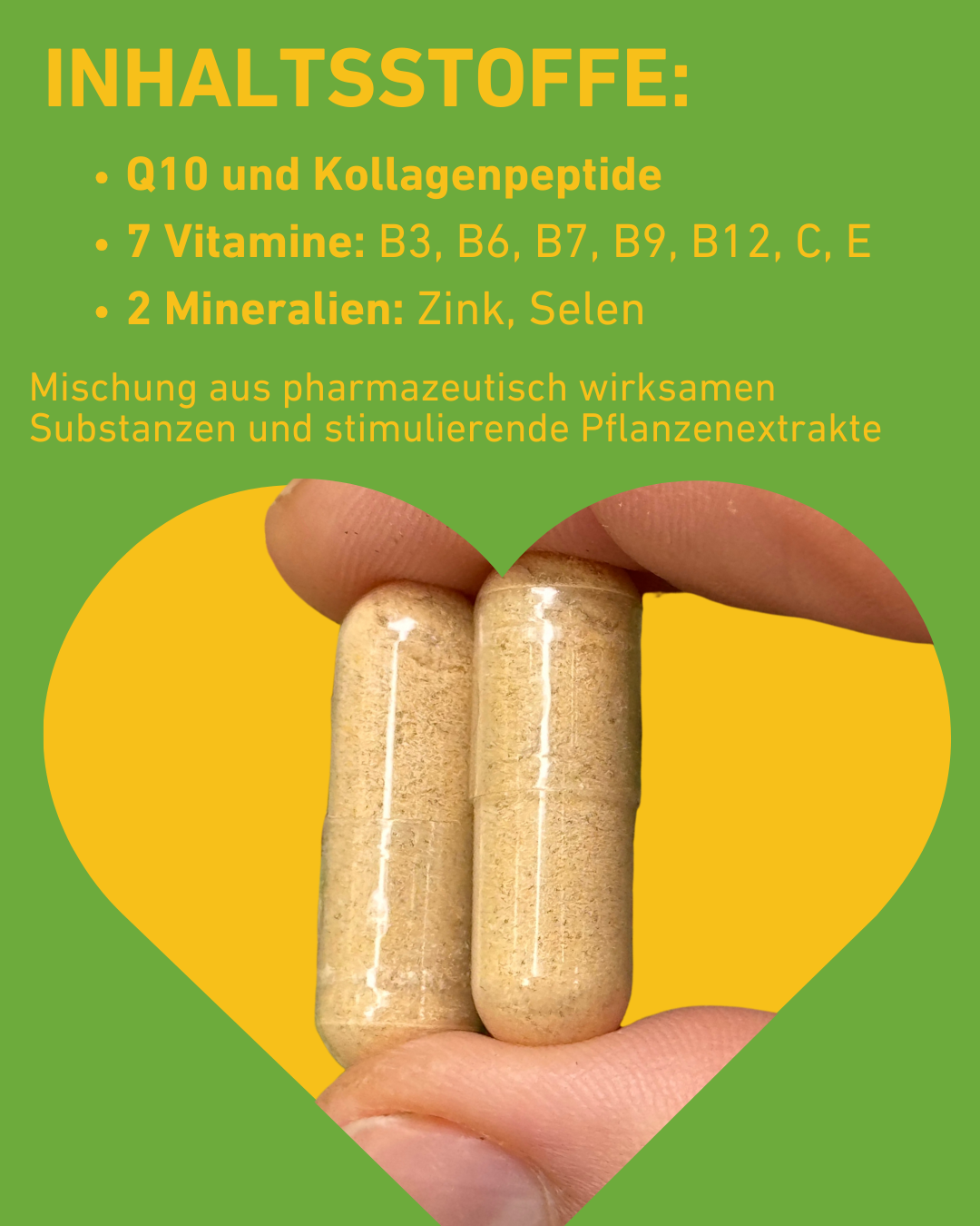 Q10 Kapseln, Nahrungsergänzungsmittel mit Coenzym Q10 für Energie, Hautschutz und Anti-Aging-Effekt, für jugendliche Haut und anhaltende Energie, Fokus auf Zellschutz und Förderung der Vitalität, Supplement, Gesundheit, Q10, Energie, Hautpflege, Ubichinon Zellschutz, gegen Müdigkeit, Energie-Booster, Faltenreduktion, Hautregeneration, Antioxidant, Schutz, antioxidativer Schutz, Beauty, Supplement, Booster, Gesundheit, Inhaltsstoffe, stimulierende Pflanzenextrakte, Pflanzenextrakte, Kollagen, Zink, Selen