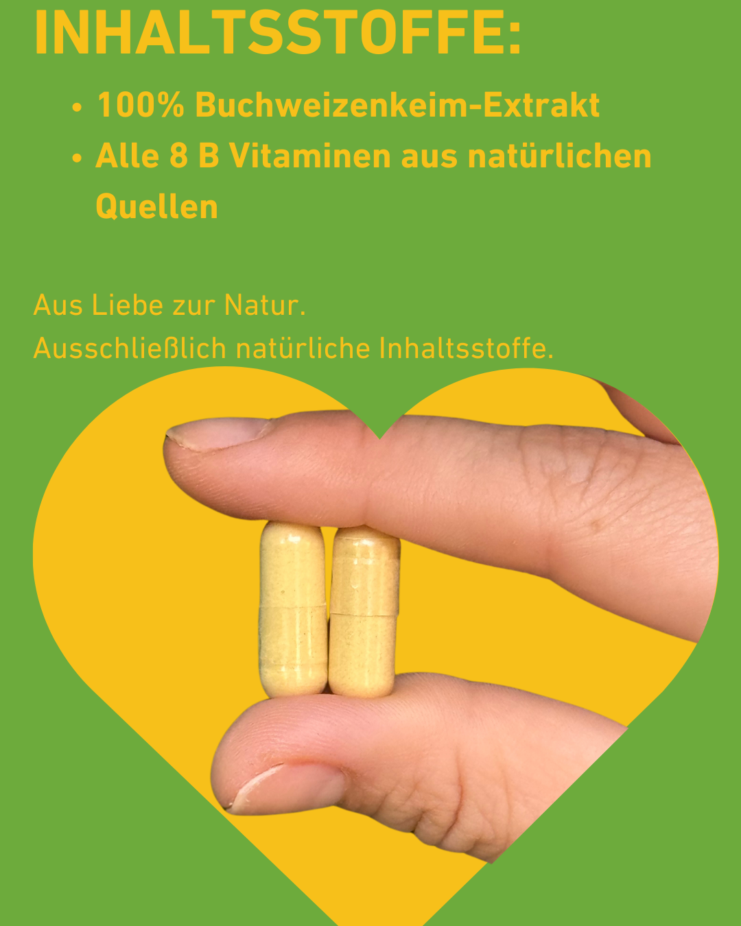 Vitamin B-Komplex Kapseln für Energie, Hautgesundheit und geistige Leistung, 100% vegan und ohne Zusatzstoffe, Nerven, Müdigkeit, alle B vitamine, B1, B2, B3, B5, B5, B7, B9, B12, buchweizenkeim, vegan, vegetal, antistress, psyche, apothekenqualität, hochdosiert, supplement, Apotheke, Qualität, vegan, Inhaltsstoffe, Natur, natürliche Inhaltsstoffe